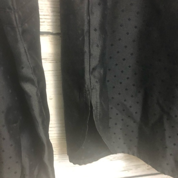 Oleg Cassini Black Tuxedo Polka Dot Mandarin Collar Button Up Blouse Med… - Picture 15 of 16